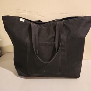 Herschel XL Bam Field Tote Bag Black Pink Lining Snap Close Pockets Travel Purse